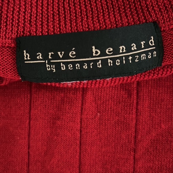 Harvé Benard Red Lnit Sweater Size Medium - Picture 4 of 9